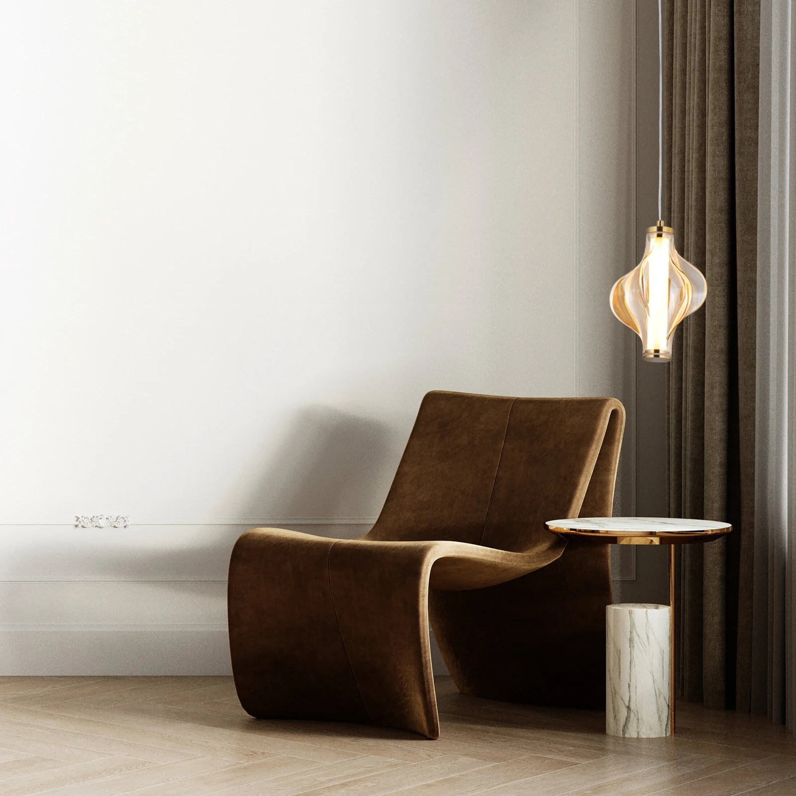 LED pendant light 8 W – diamond glass, brass, warm white