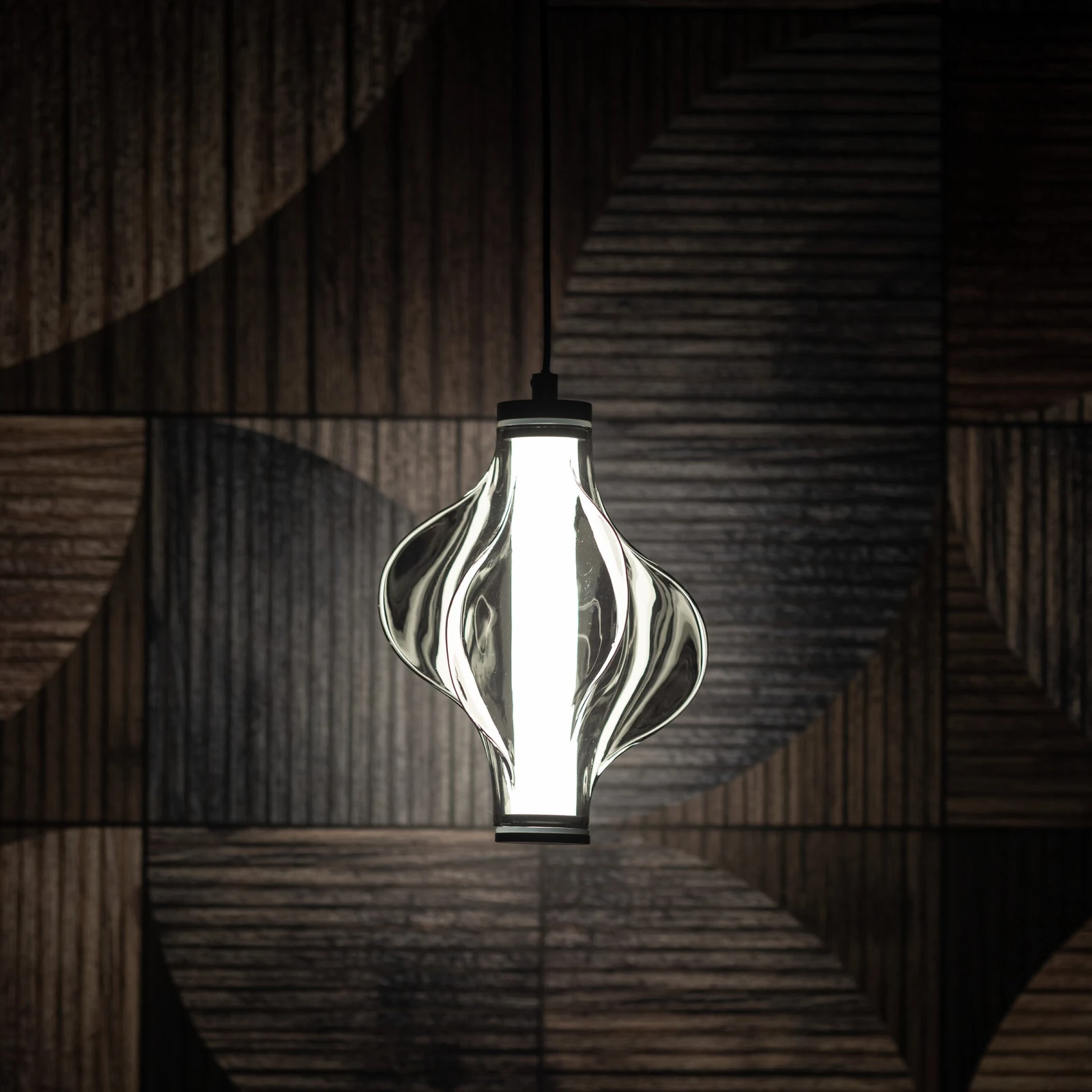 LED pendant light 8 W – diamond glass, black, warm white