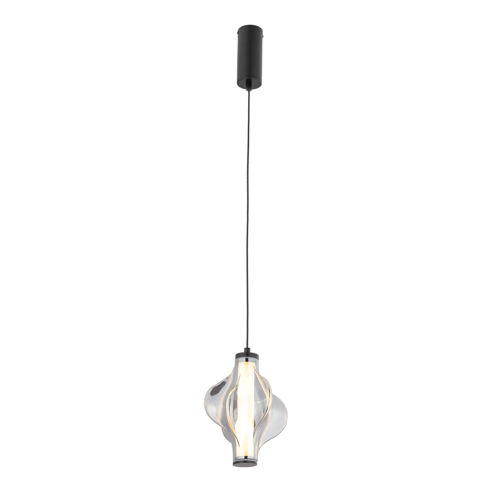 LED pendant light 8 W – diamond glass, black, warm white