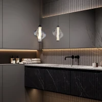 LED pendant light 8 W – diamond glass, black, warm white - Image 1
