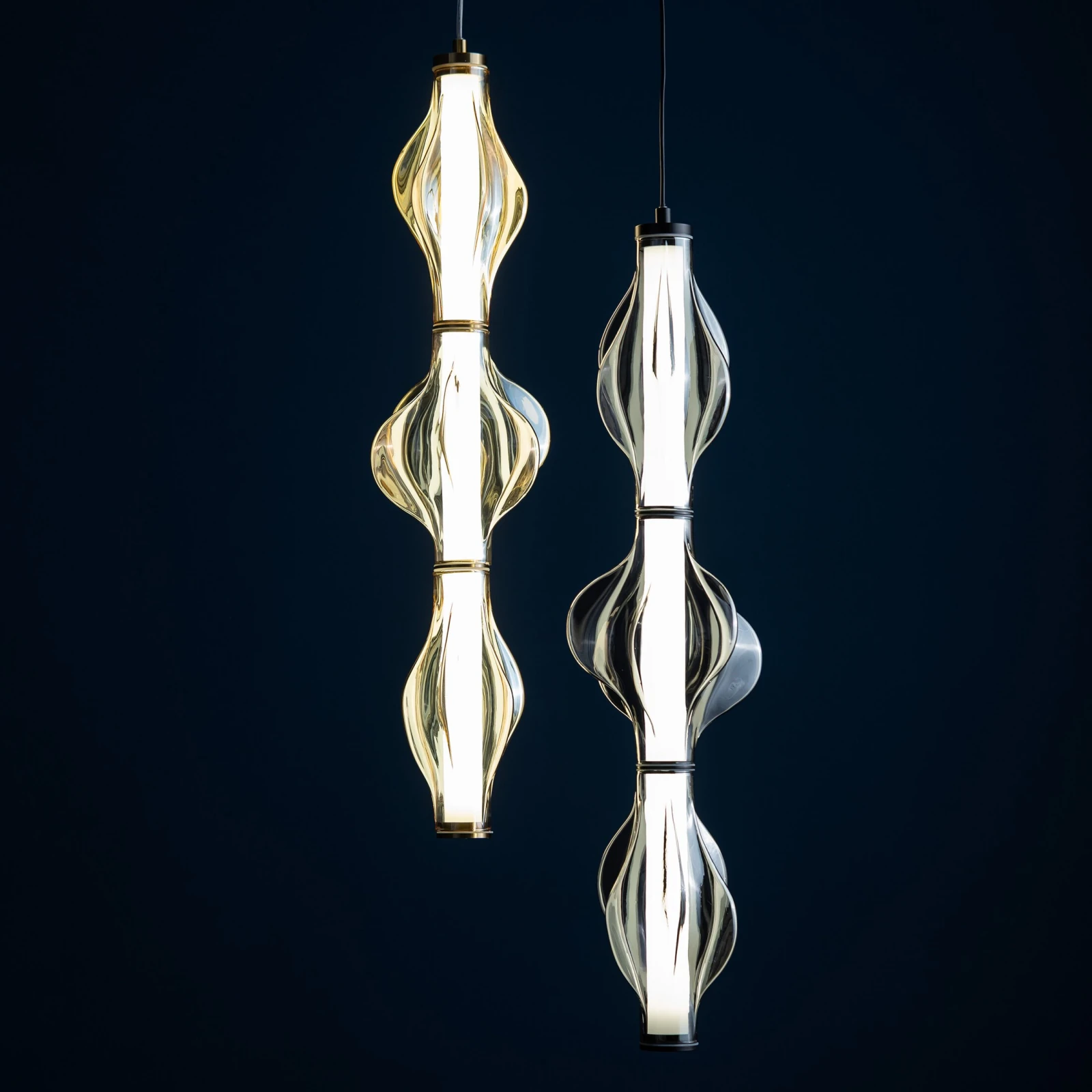 Pendant LED light 22 W – diamond glass, brass finish