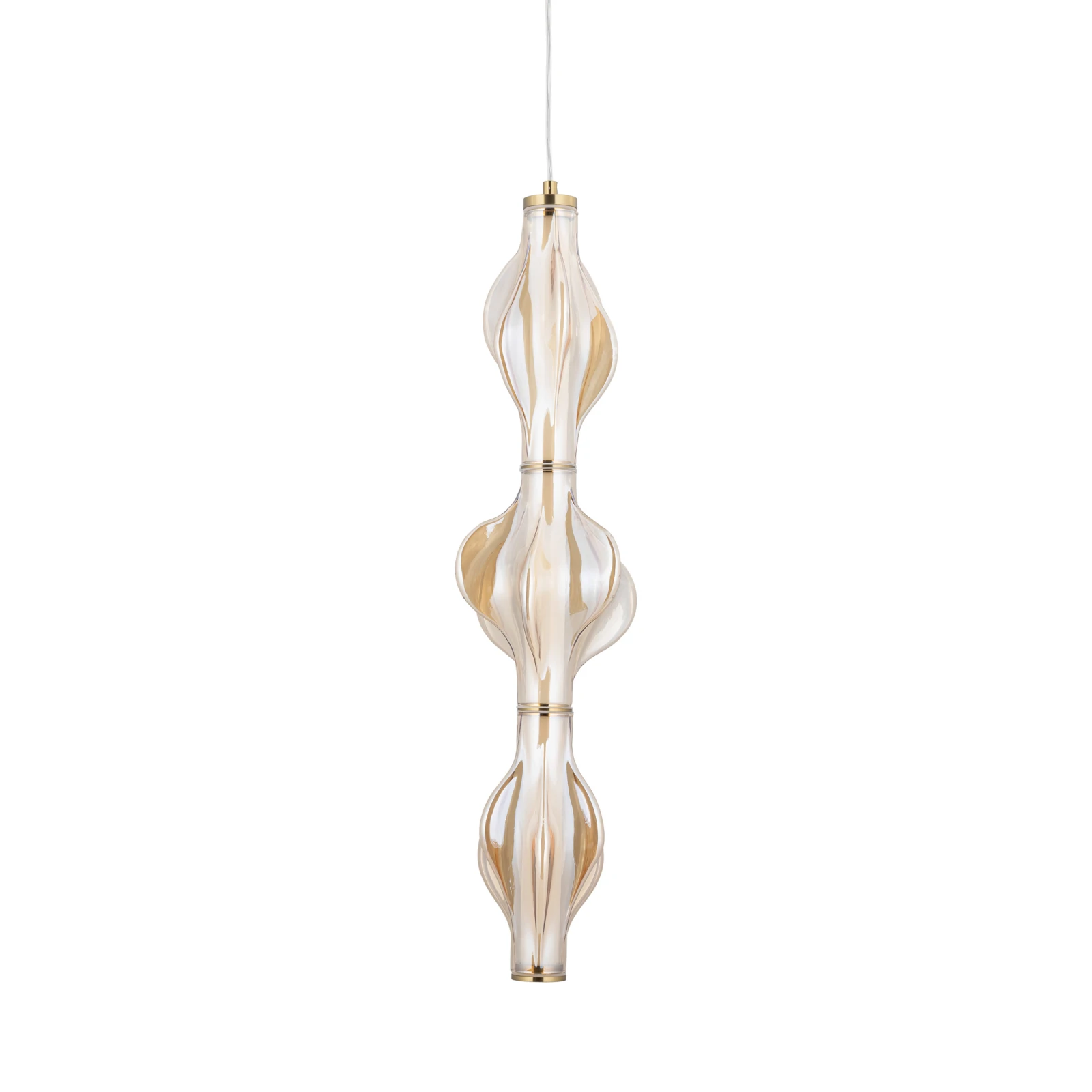 Pendant LED light 22 W – diamond glass, brass finish
