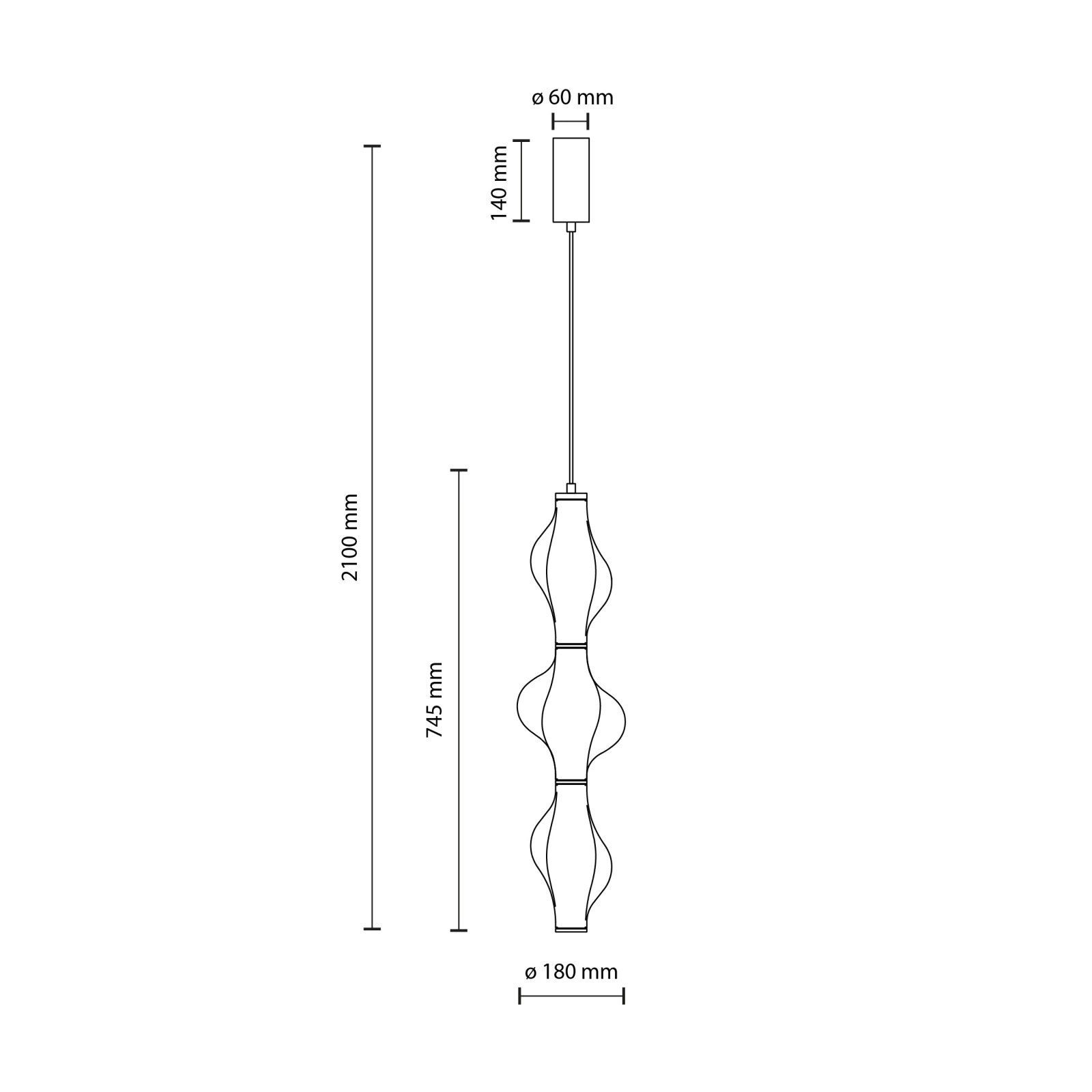 Pendant LED light 22 W – diamond glass, brass finish