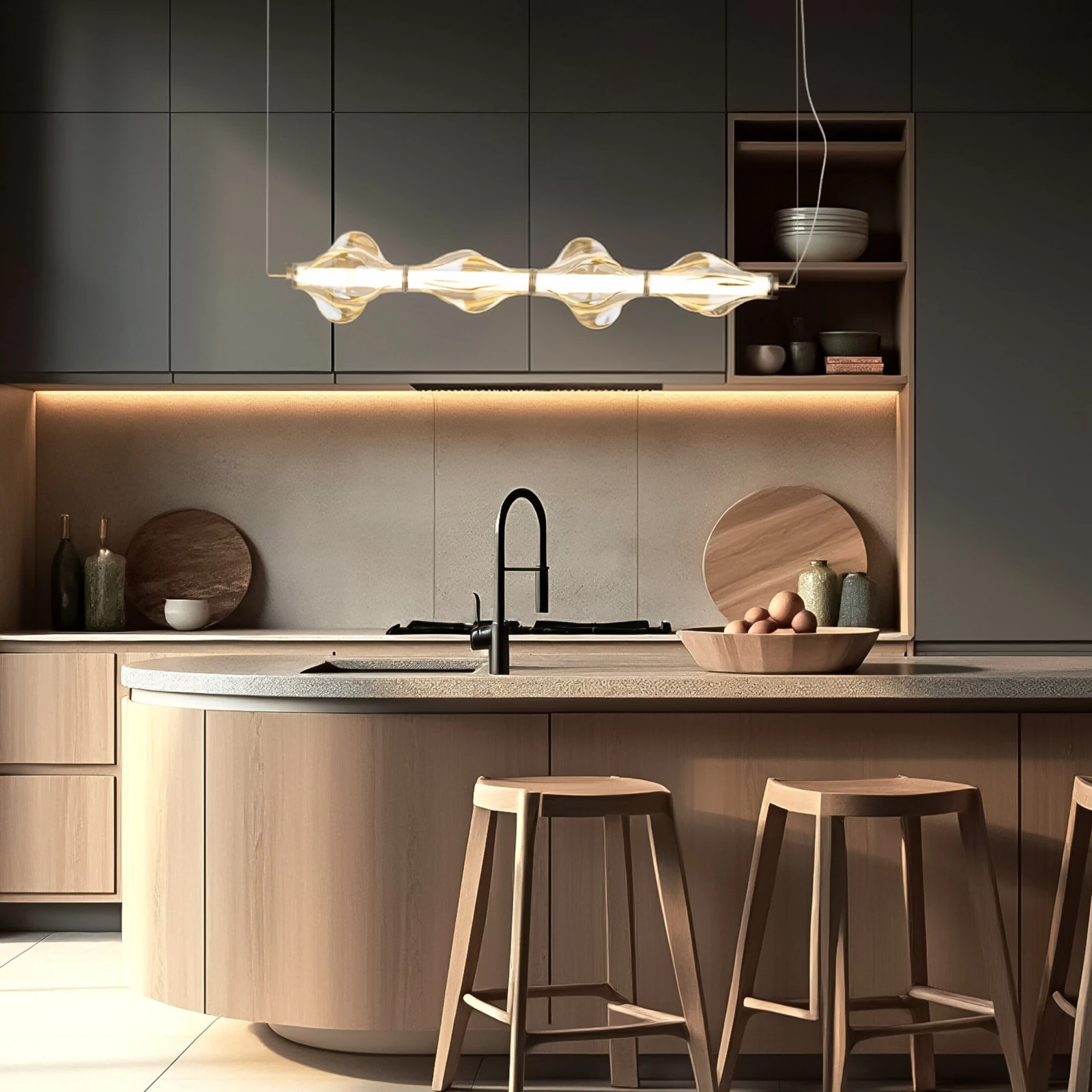 ELVA horizontalus pakabinamas LED šviestuvas 30 W, žalvario spalvos
