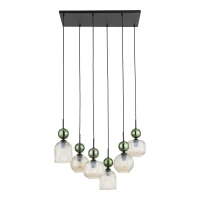 SOPHIA pendant light 6xE14 – green and cognac glass, black frame - Image 12