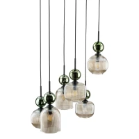 SOPHIA pendant light 6xE14 – green and cognac glass, black frame - Image 9