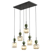 SOPHIA pendant light 6xE14 – green and cognac glass, black frame - Image 11