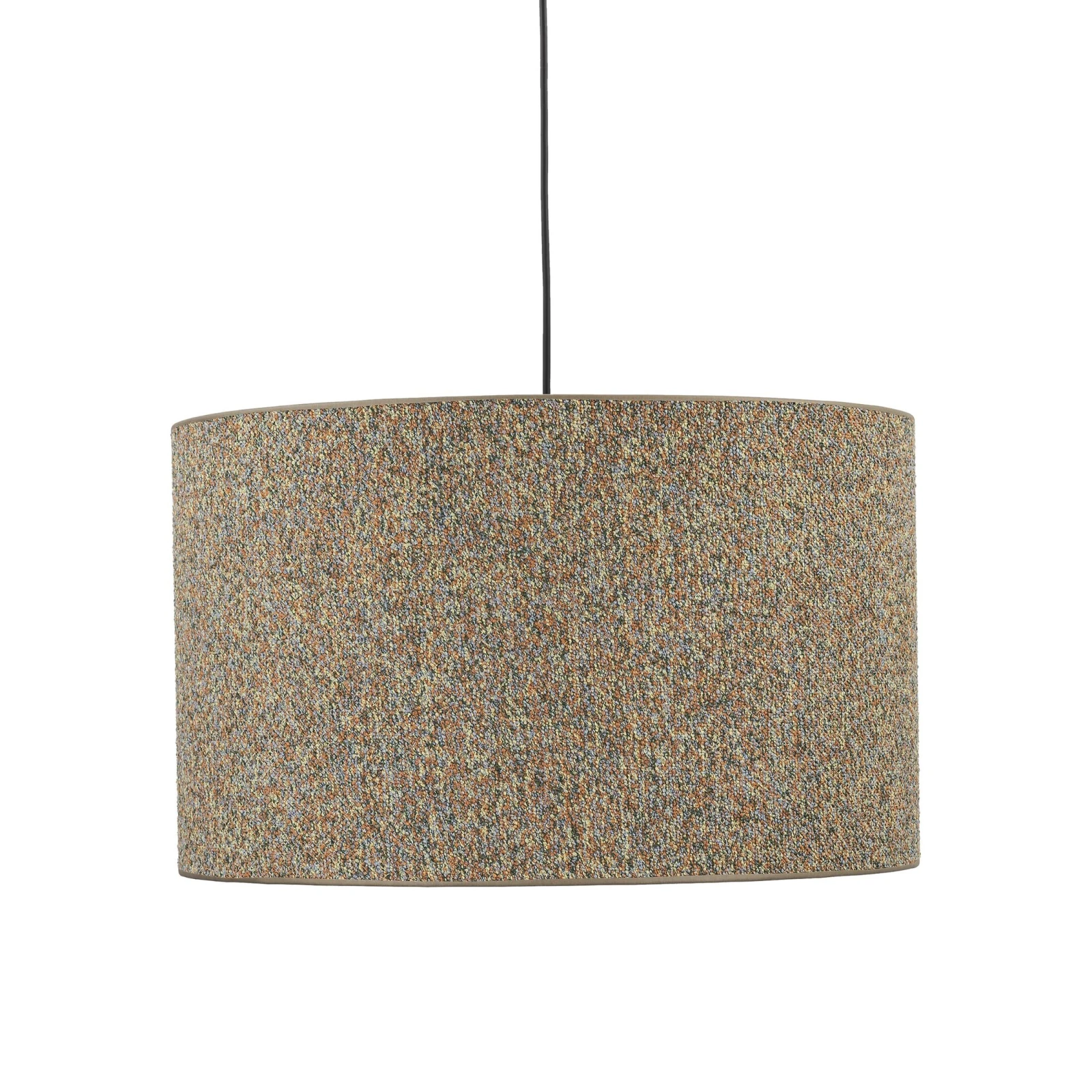 VELLUM pendant light – cylindrical, black, textured multicolor shade