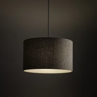 VELLUM pendant light – cylindrical, black, textured multicolor shade - Image 1