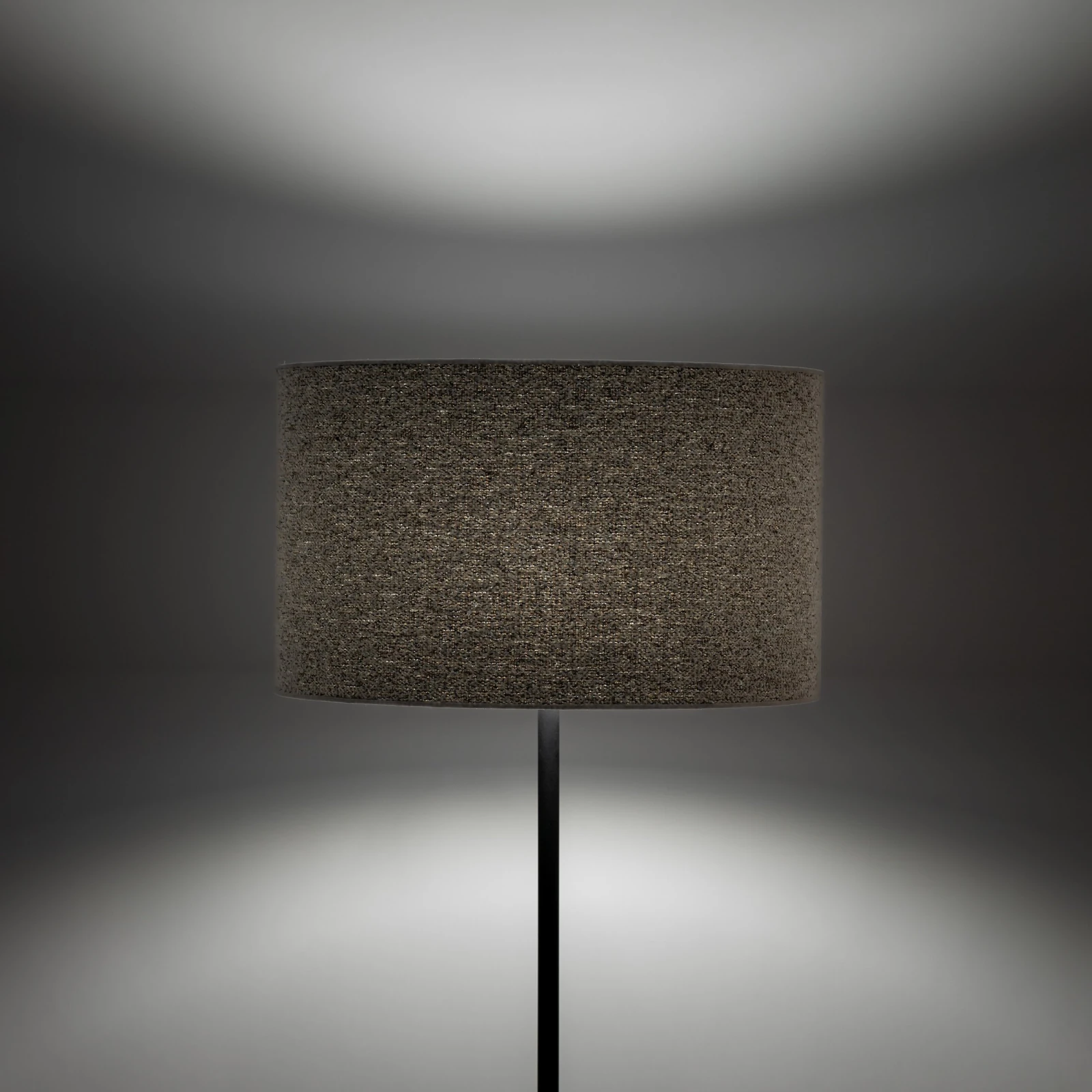 VELLUM floor lamp – black, cylindrical textured fabric shade