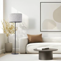 VELLUM floor lamp – black, cylindrical textured fabric shade - Image 4