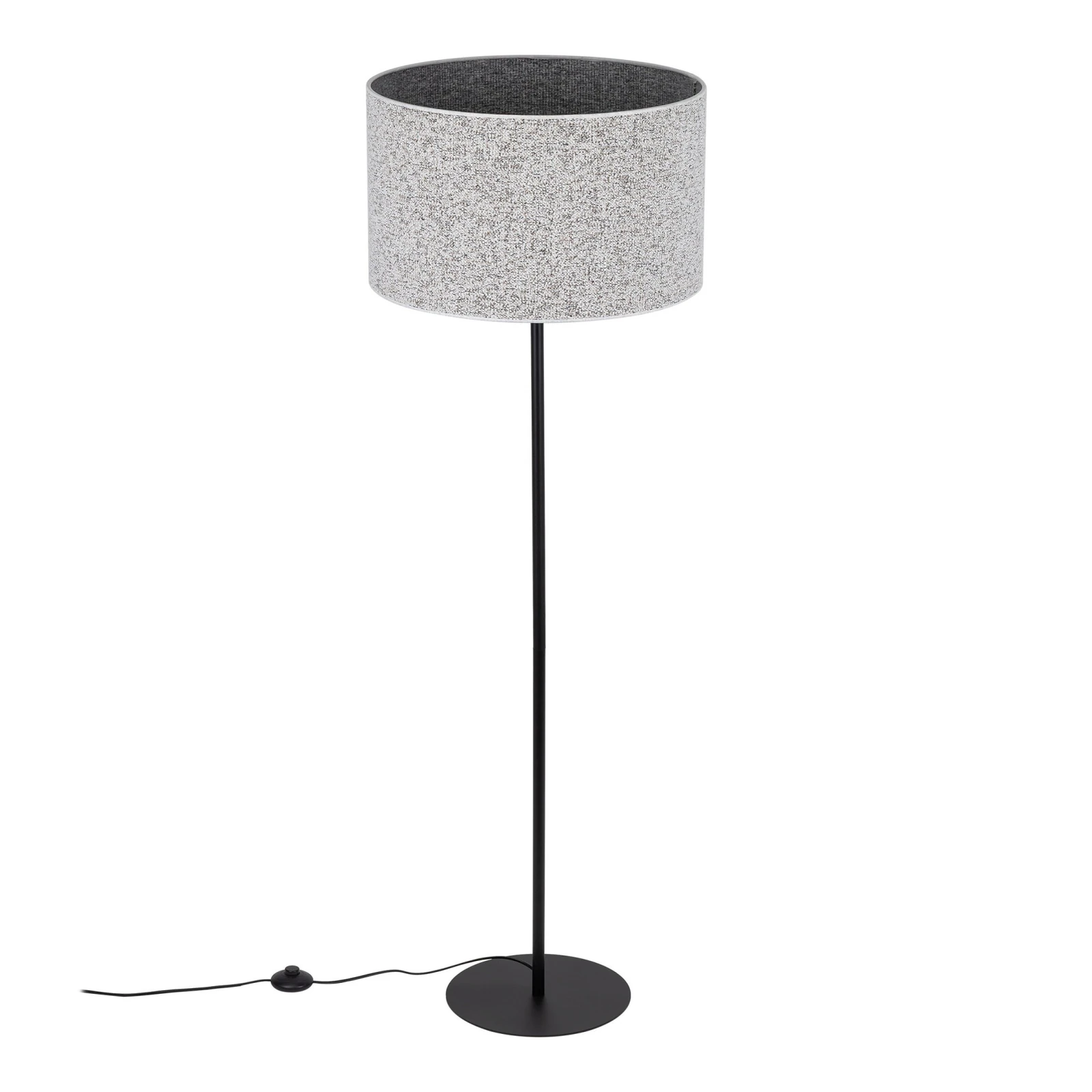 VELLUM floor lamp – black, cylindrical textured fabric shade