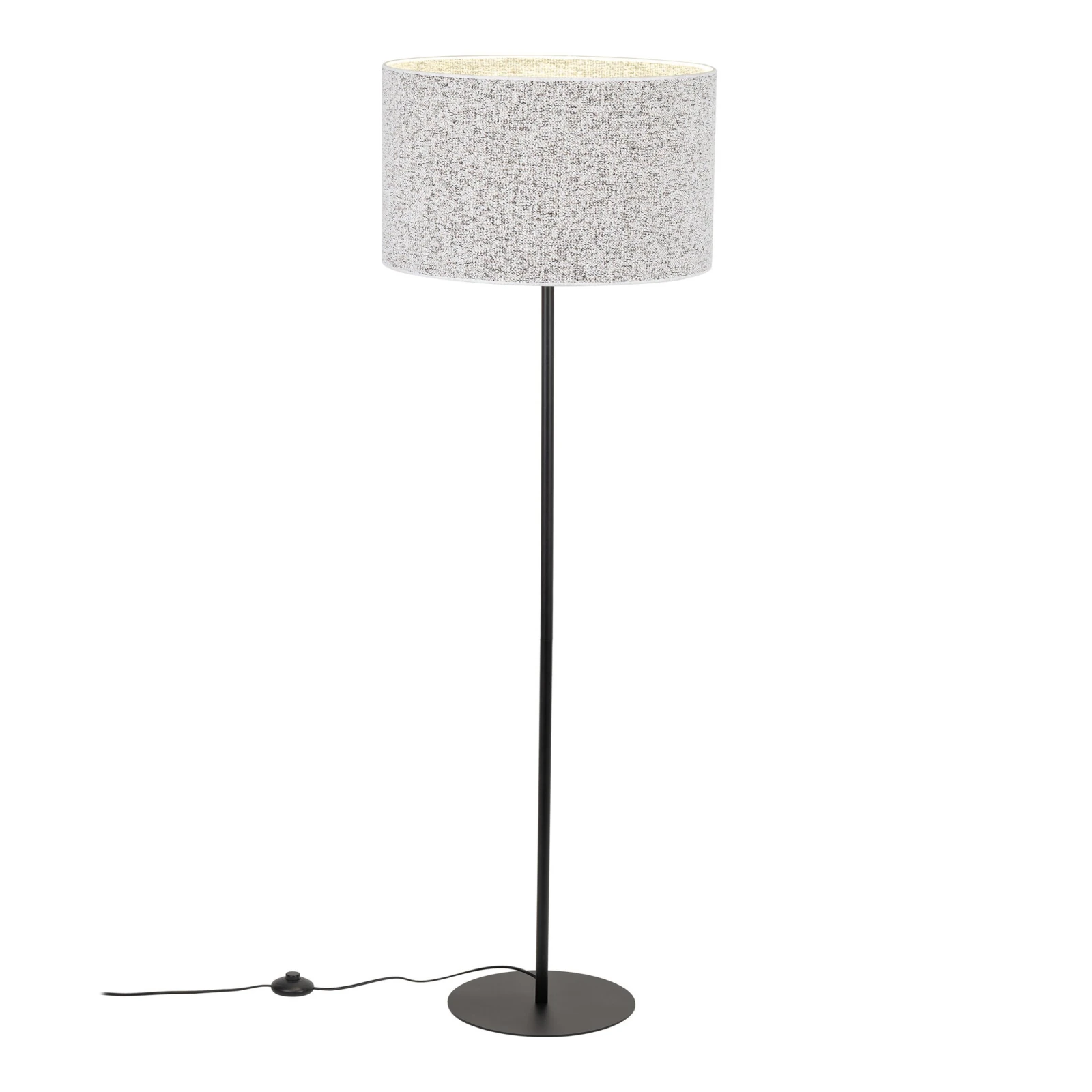 VELLUM floor lamp – black, cylindrical textured fabric shade
