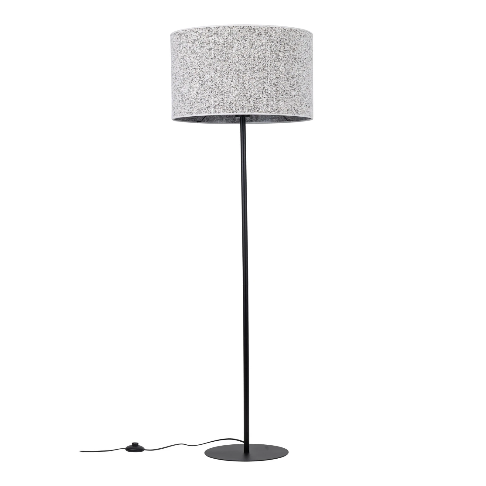 VELLUM floor lamp – black, cylindrical textured fabric shade