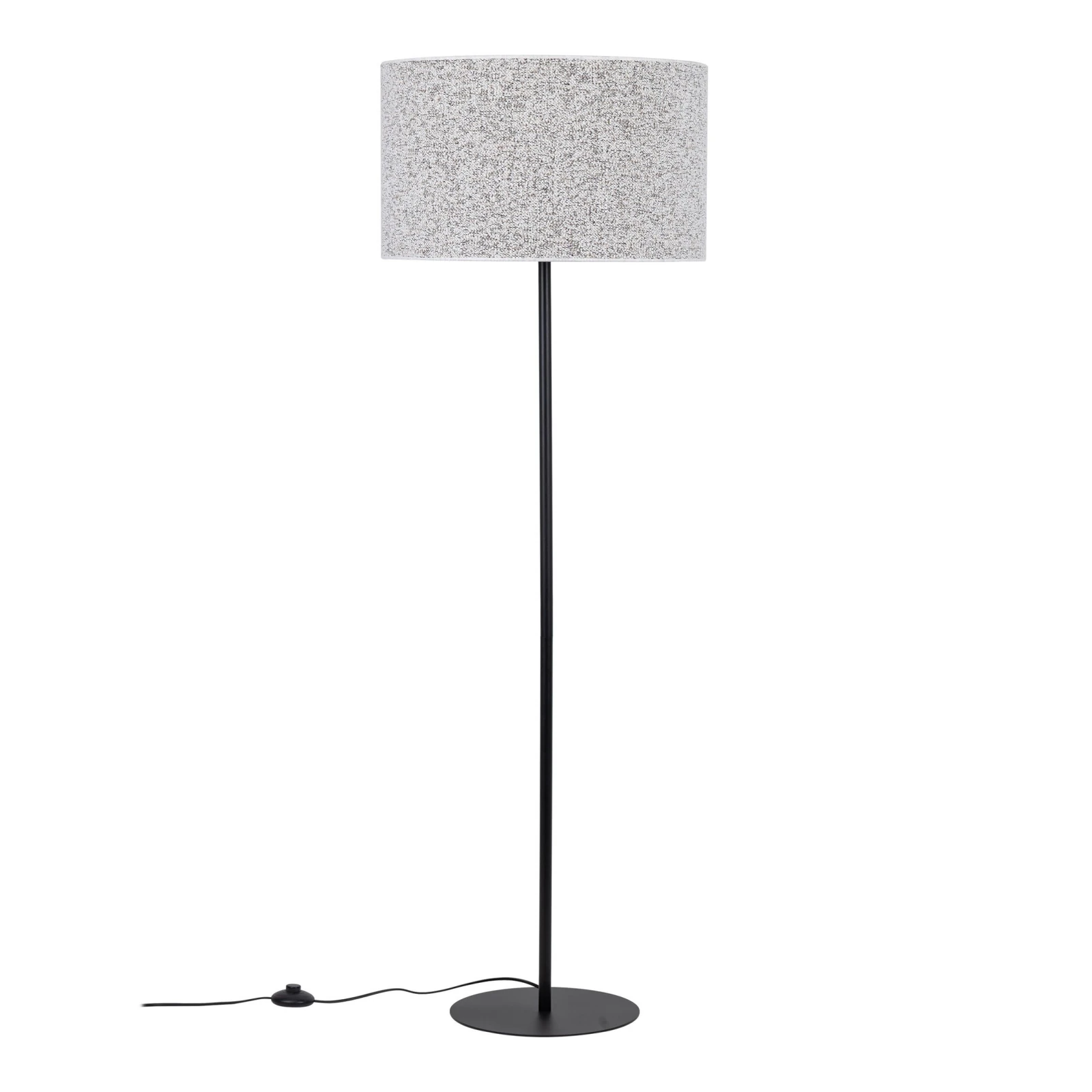 VELLUM floor lamp – black, cylindrical textured fabric shade