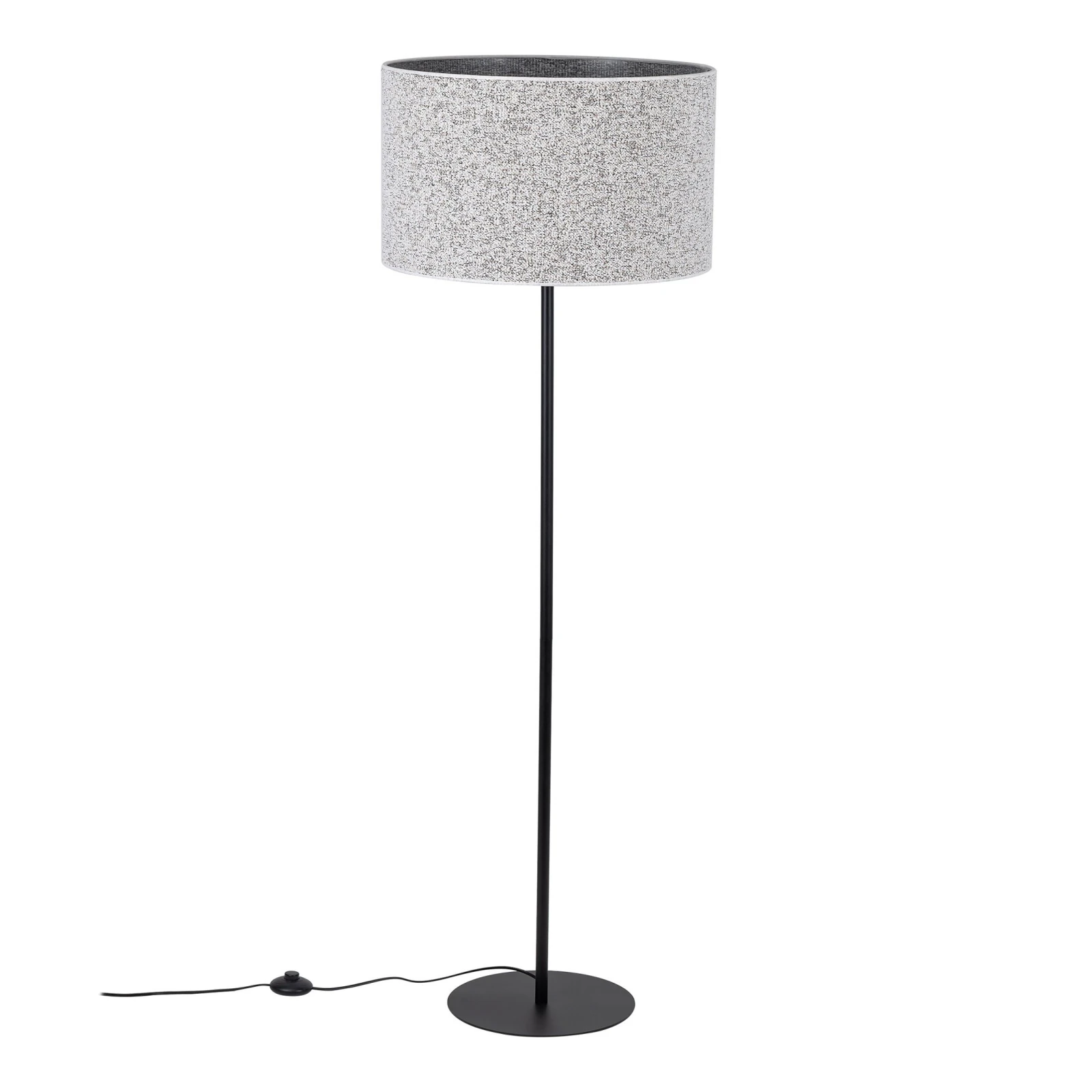VELLUM floor lamp – black, cylindrical textured fabric shade