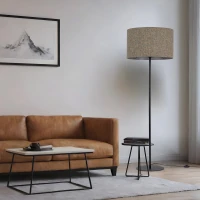 VELLUM floor lamp – black, textured multicolor fabric shade - Image 4