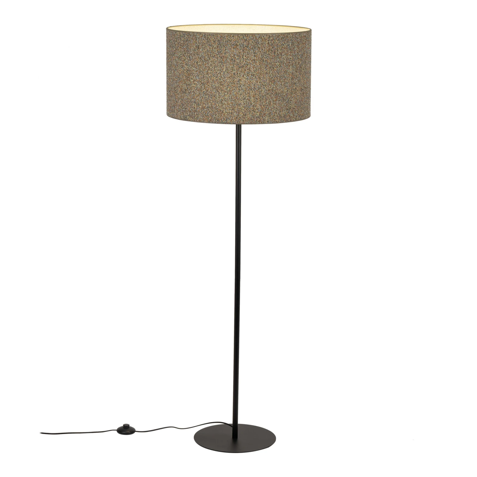 VELLUM floor lamp – black, textured multicolor fabric shade