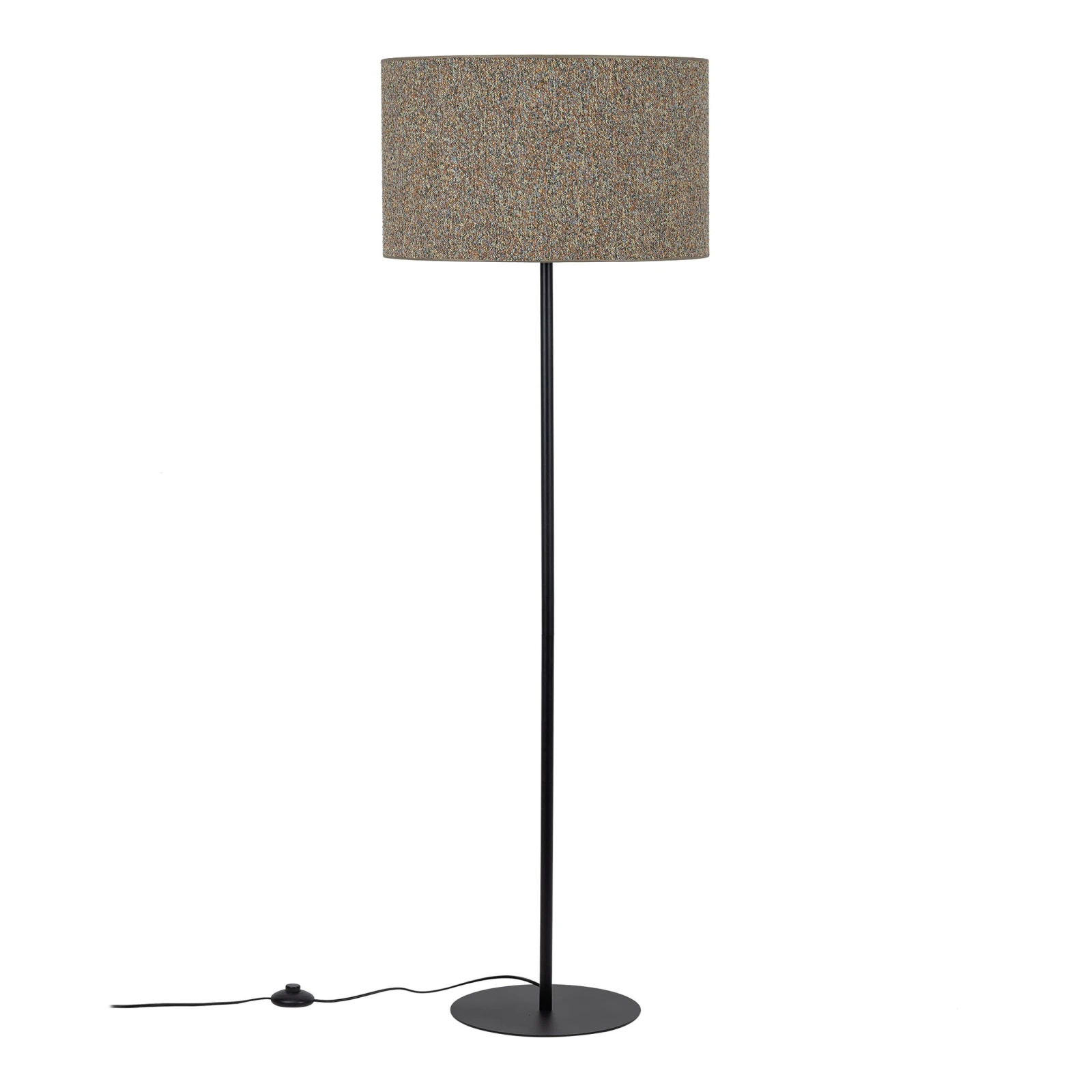 VELLUM floor lamp – black, textured multicolor fabric shade