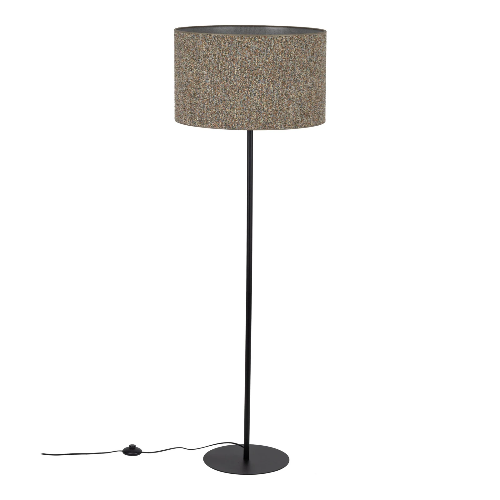 VELLUM floor lamp – black, textured multicolor fabric shade