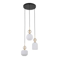 Triple ceiling light 3x10 W – round, cognac ribbed glass - Image 2