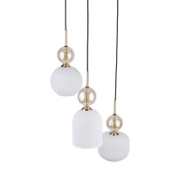 Triple ceiling light 3x10 W – round, cognac ribbed glass - Image 7