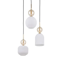 Triple ceiling light 3x10 W – round, cognac ribbed glass - Image 8