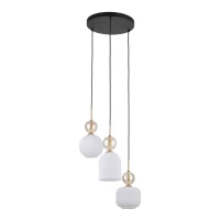 Triple ceiling light 3x10 W – round, cognac ribbed glass - Image 9
