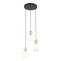 Triple ceiling light 3x10 W – round, cognac ribbed glass - Image 10
