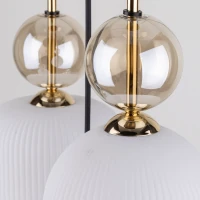 Ceiling fixture 5-light – cognac ribbed glass, white base - Image 5