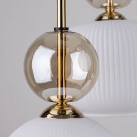 Ceiling fixture 5-light – cognac ribbed glass, white base - Image 6