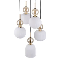 Ceiling fixture 5-light – cognac ribbed glass, white base - Image 8
