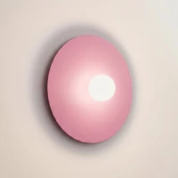 Wall lamp 50 cm – round, pink, with G9 glass shade - Image 1