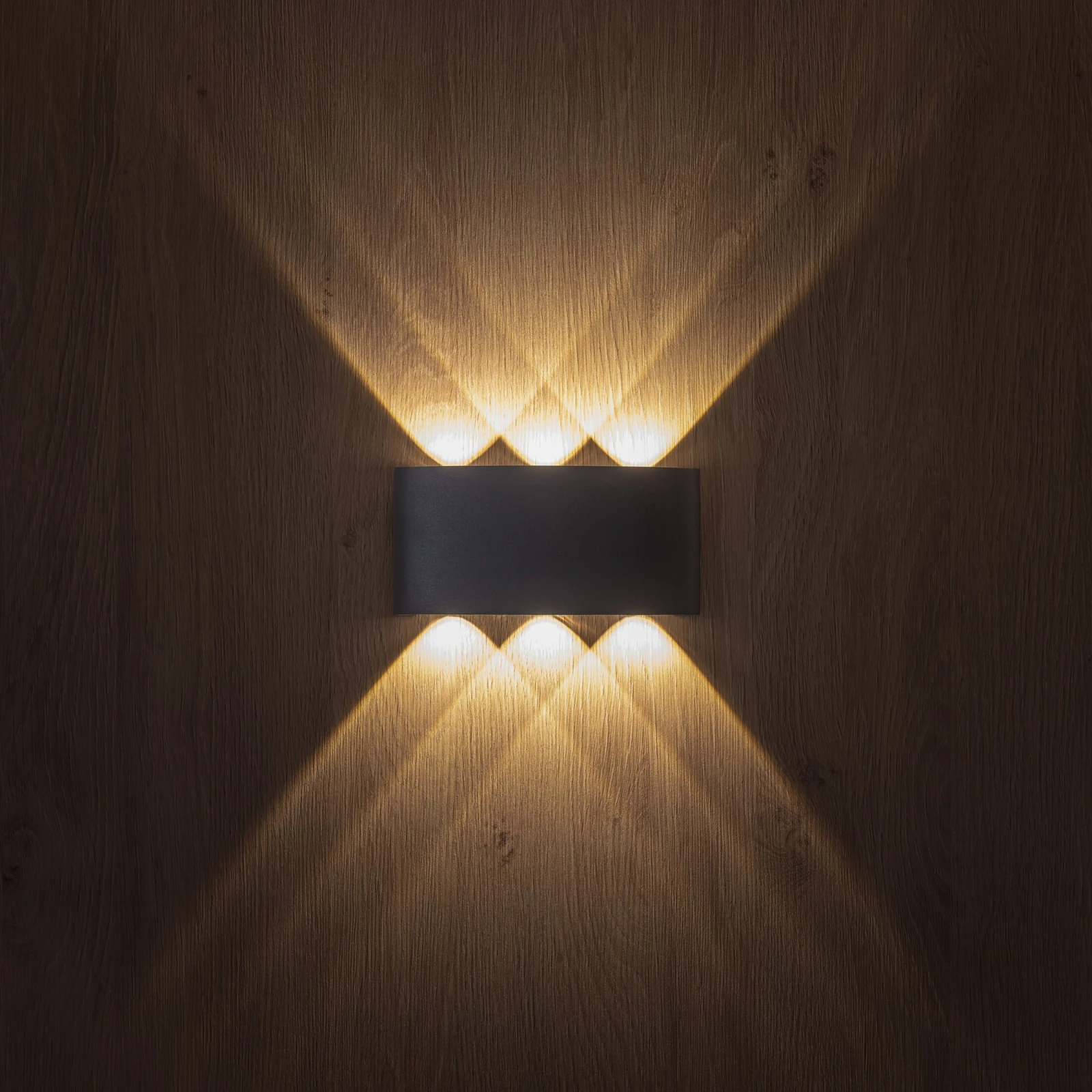 ARROW LED wall light 1 W, grey, six-point light, IP54