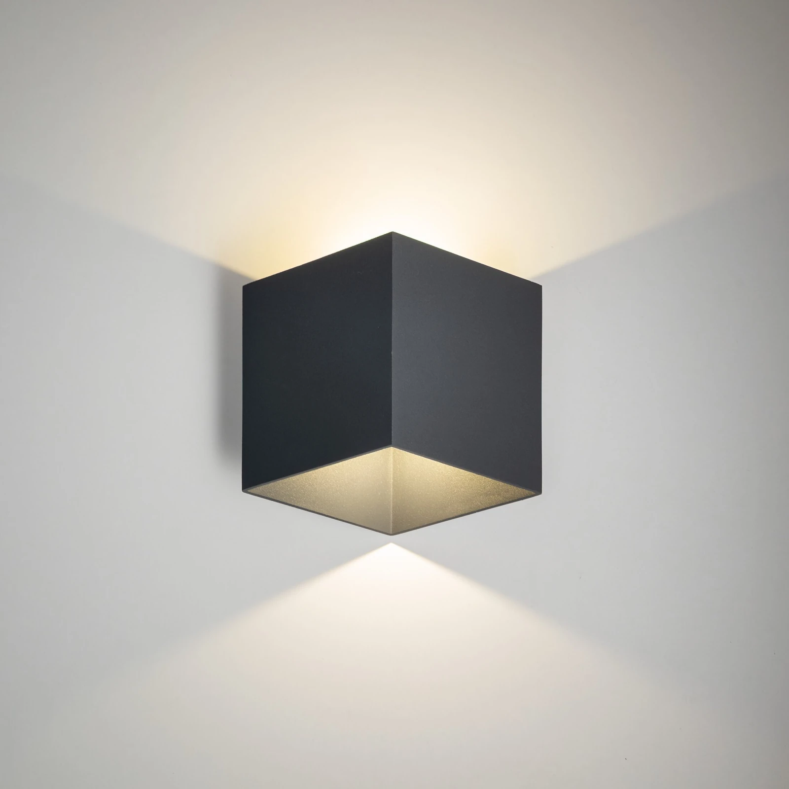 CUBE LED wall light 5 W, cube shape, anthracite, IP54