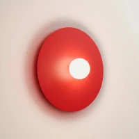 Sieninis šviestuvas 50 cm – apvalus, raudonas, su baltu gaubtu - Nuotrauka 1