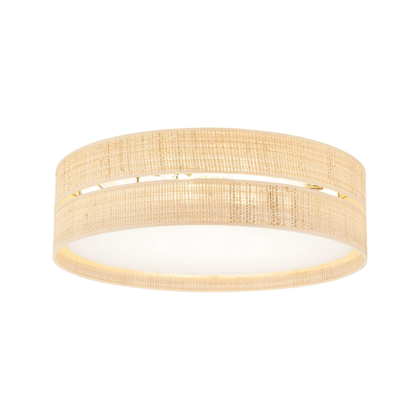 Ceiling light 4xE27 – round, beige, rattan shades
