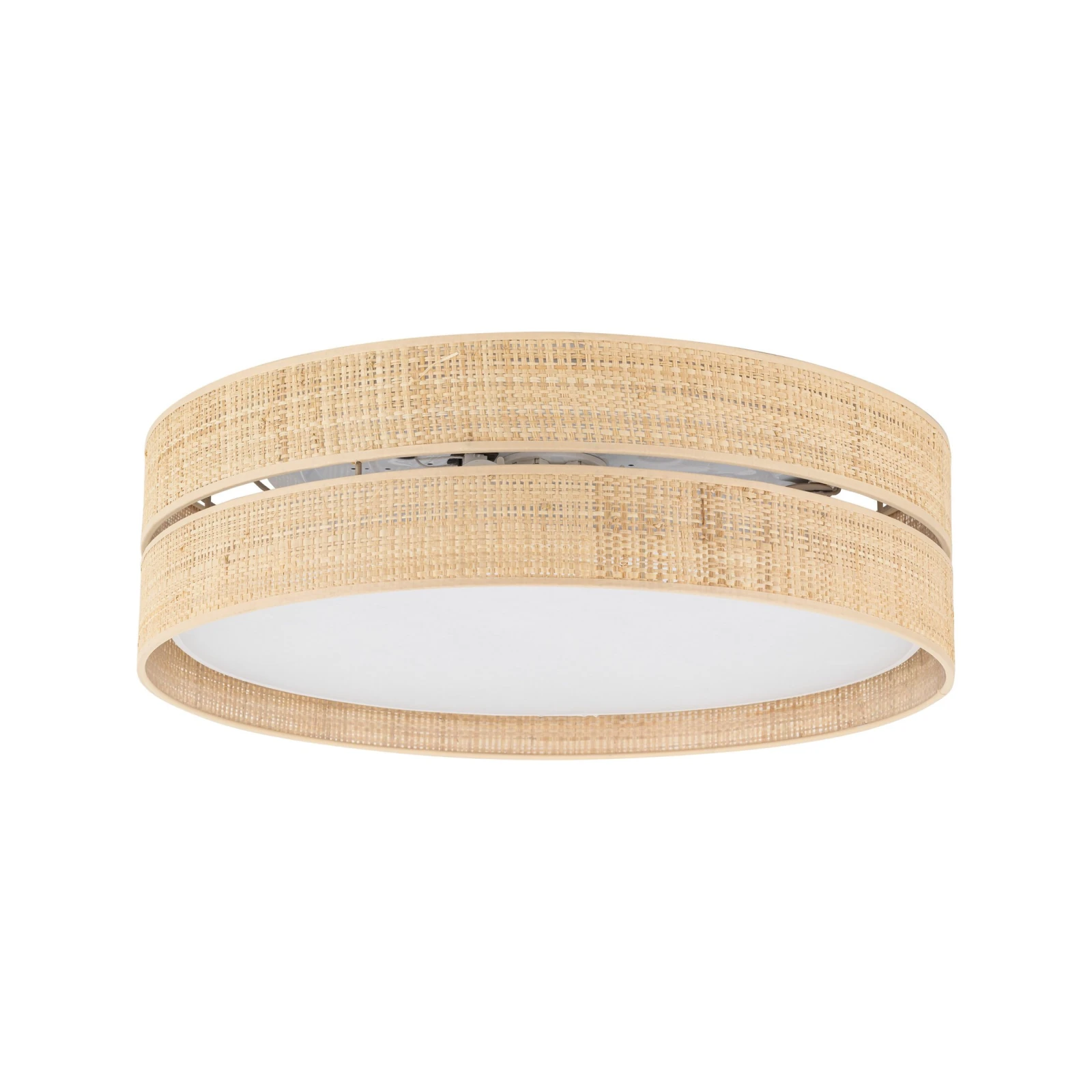 Ceiling light 4xE27 – round, beige, rattan shades