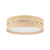 Ceiling light 4xE27 – round, beige, rattan shades - Image 1