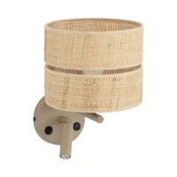 Wall light 1xE27+G9 – beige, rattan shade, adjustable beam - Image 4
