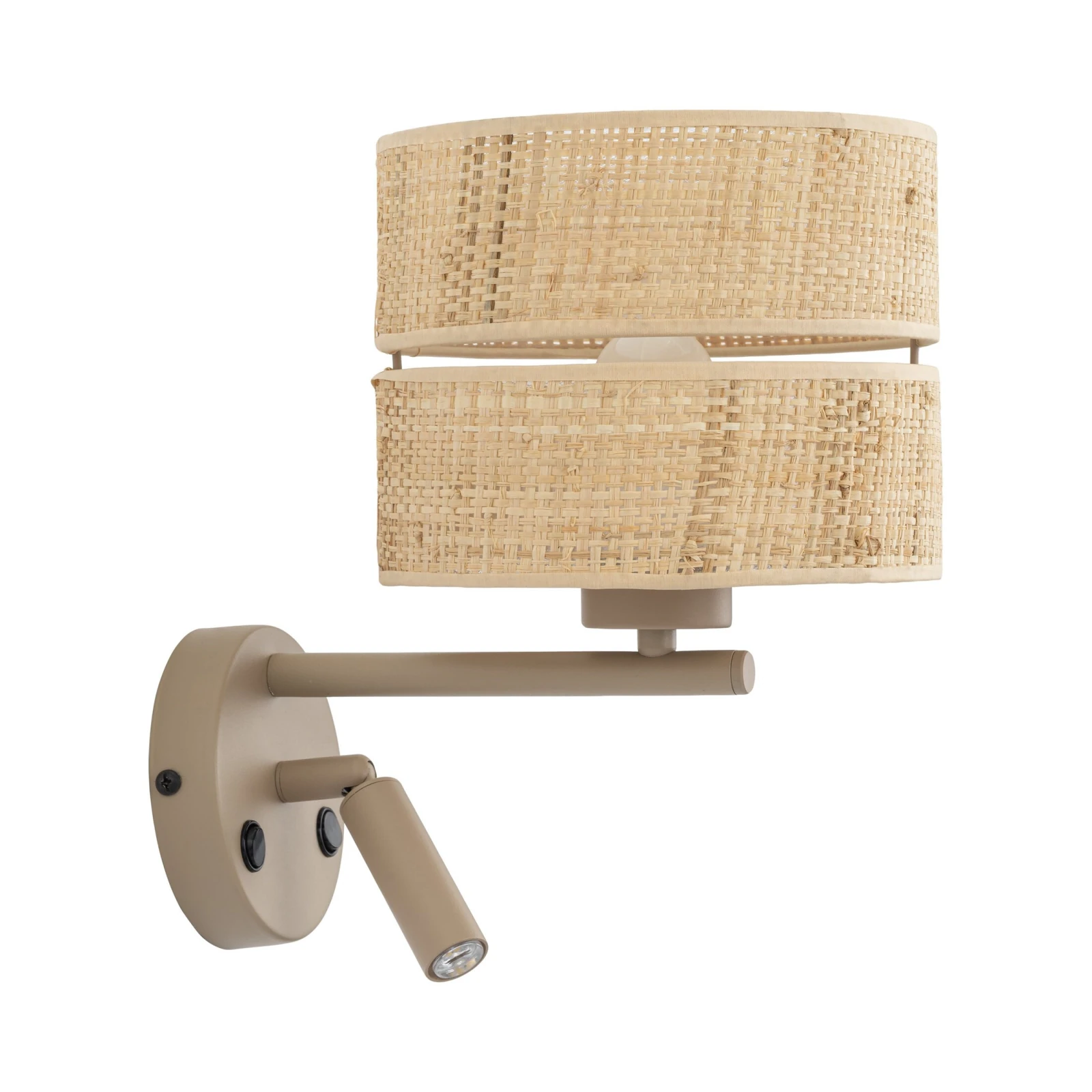 Wall light 1xE27+G9 – beige, rattan shade, adjustable beam
