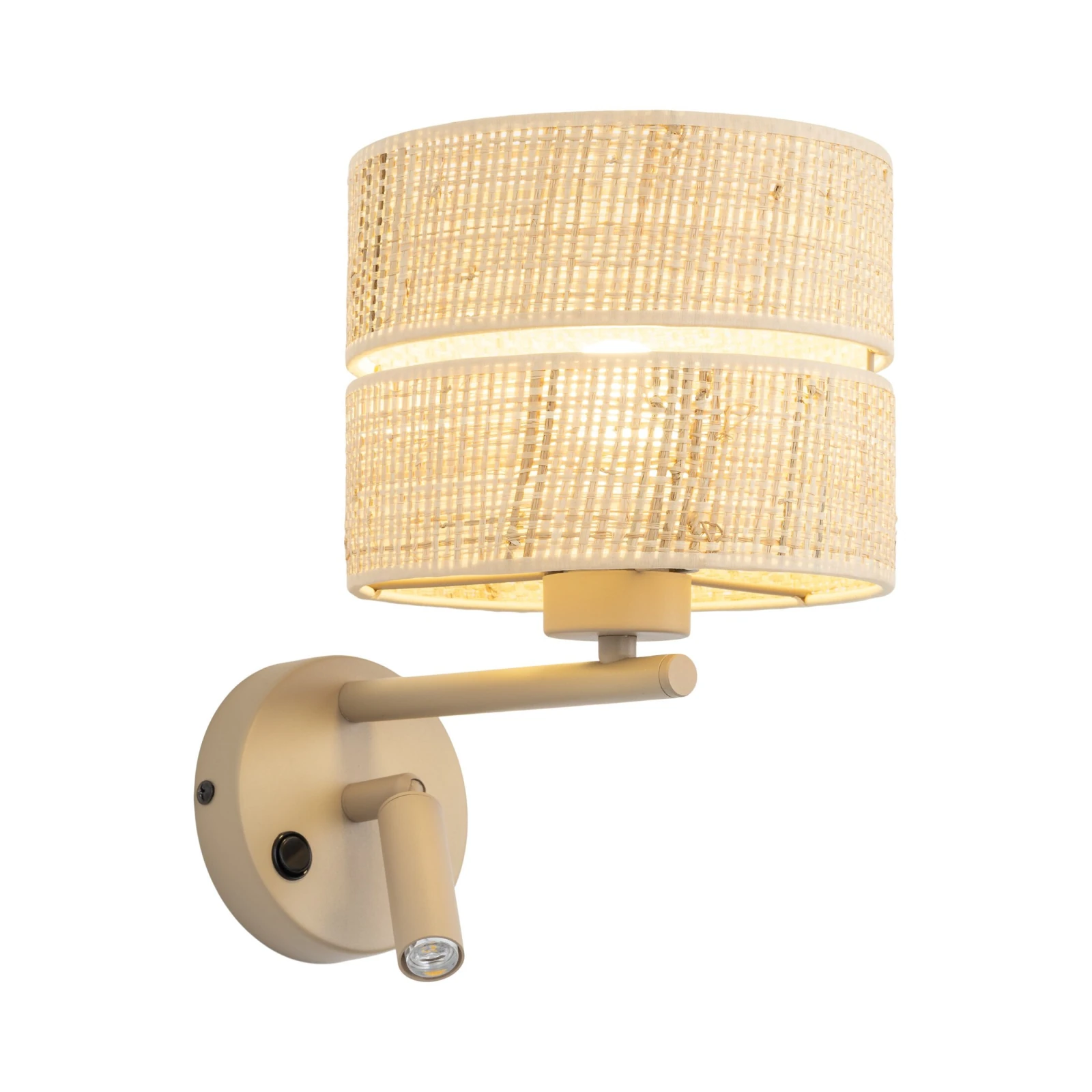 Wall light 1xE27+G9 – beige, rattan shade, adjustable beam