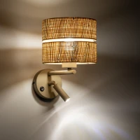 Wall light 1xE27+G9 – beige, rattan shade, adjustable beam - Image 1