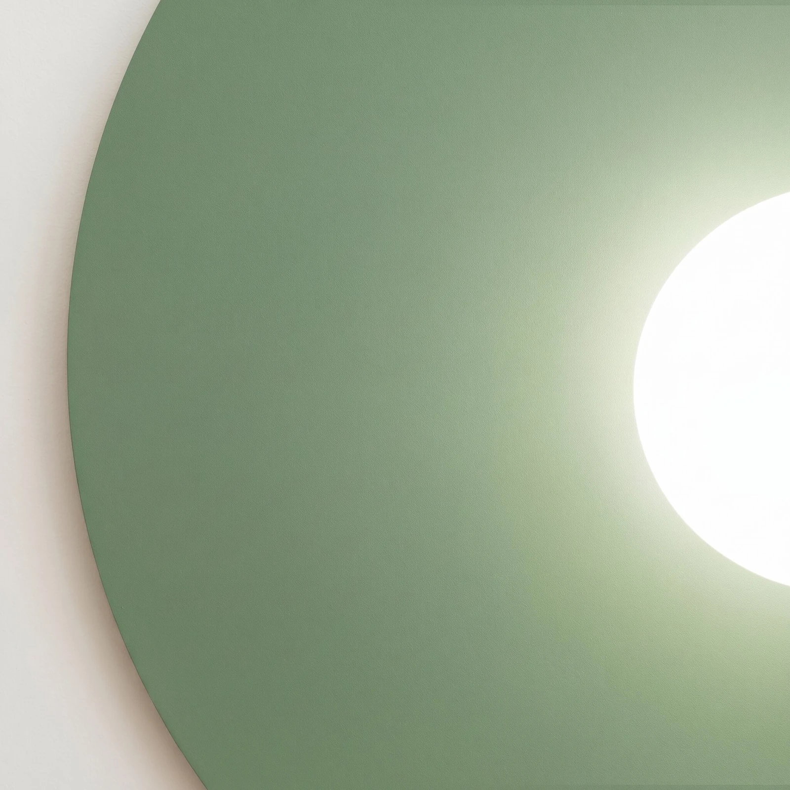 Wall lamp 50 cm – round form, sage finish, glass shade