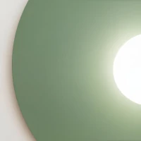 Wall lamp 50 cm – round form, sage finish, glass shade - Image 4