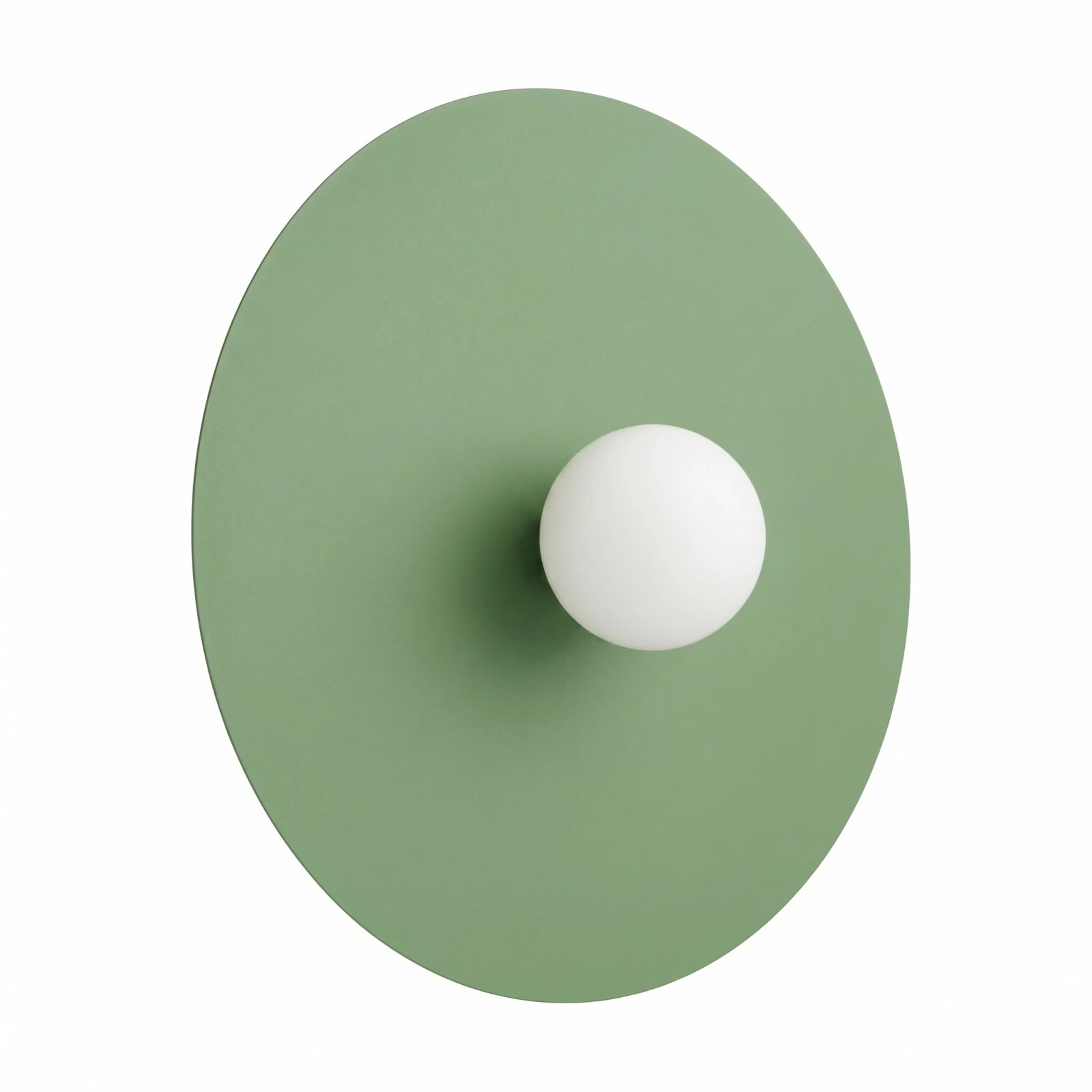 Wall lamp 50 cm – round form, sage finish, glass shade