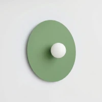 Wall lamp 50 cm – round form, sage finish, glass shade - Image 3