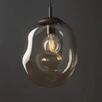 Pendant light LAVA L – brown glass shade, 1xE27 - Image 1