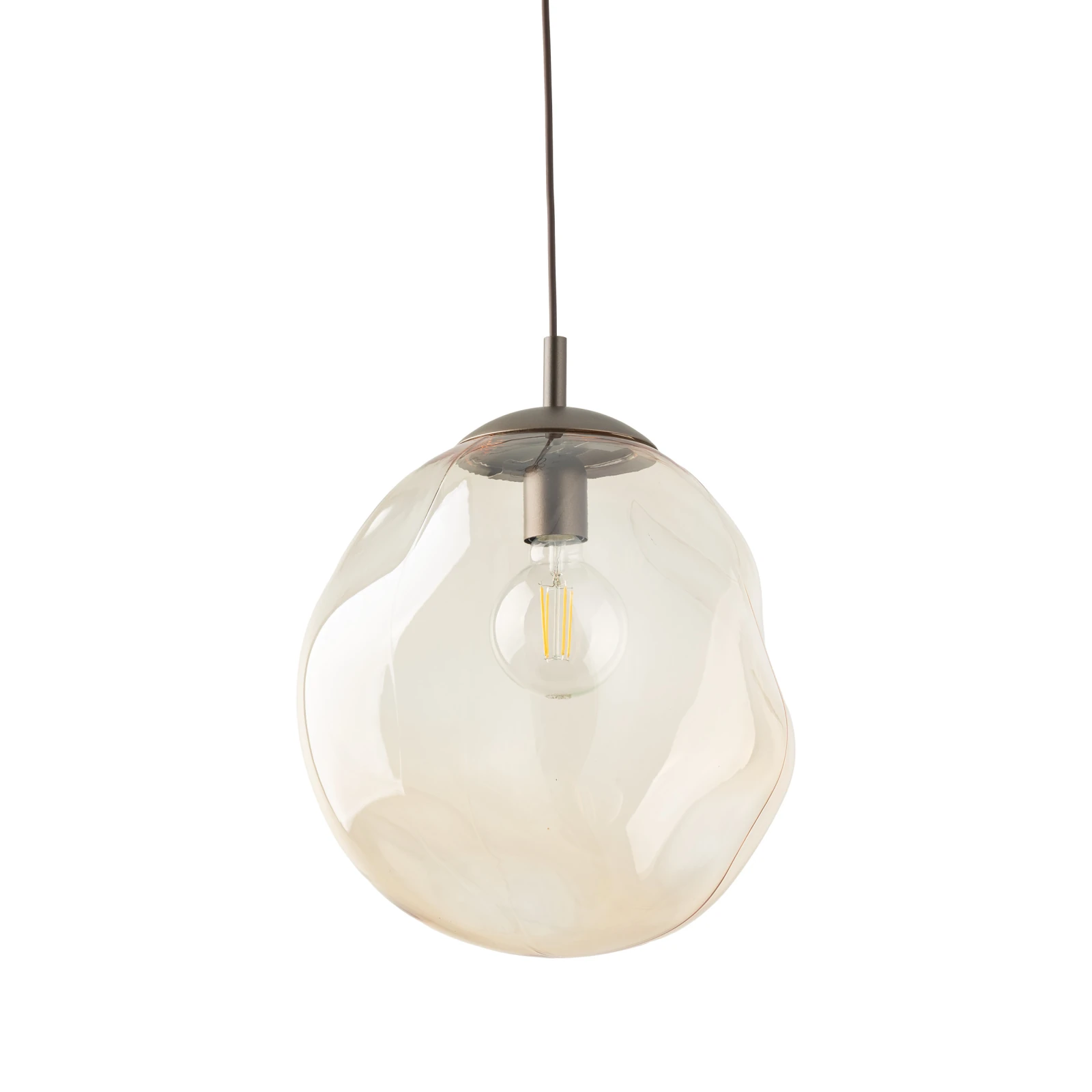 Pendant light LAVA L – brown glass shade, 1xE27