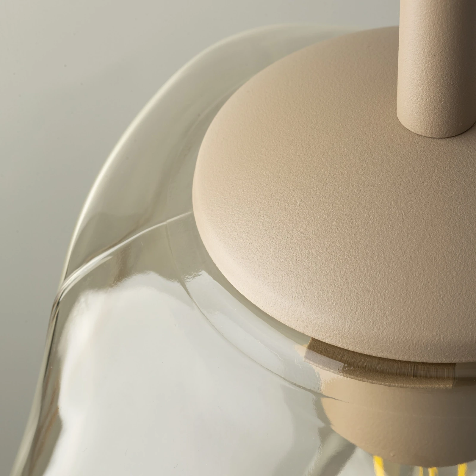 Pendant light LAVA M – beige glass shade, warm tone